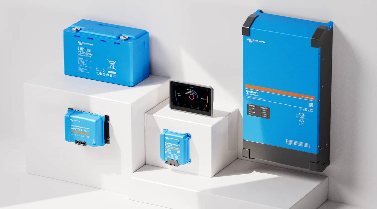Victron rendszer lítium akkumulátorral, inverter/töltővel, MPPT-vel és GX érintőkijelzővel