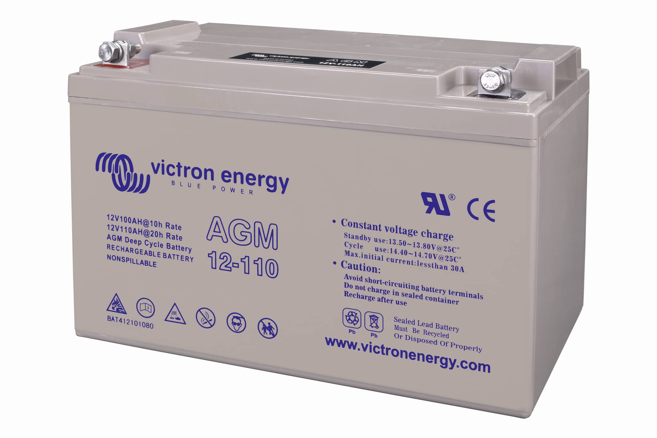 12V 110Ah AGM Deep Cycle Battery (right) thumbnail