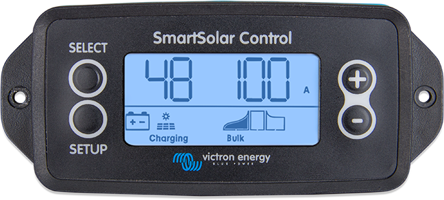 A SmartSolar Control vezérlőegység kijelzője